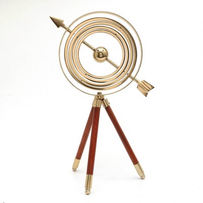 TopComfy Decorative Object Aluminum Armillary Globe with Wood Tripod Stand for Modern Home Decor, Gold, 3"*7"*17"
