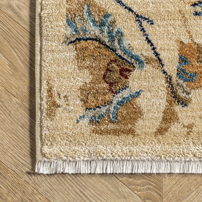 Ivory Serenity Blossom 4'x6' Easy-Care Synthetic Area Rug