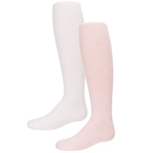 Memoi Girls' 2 Pair Pack Bow Print Opaque Tights - 1 of 2