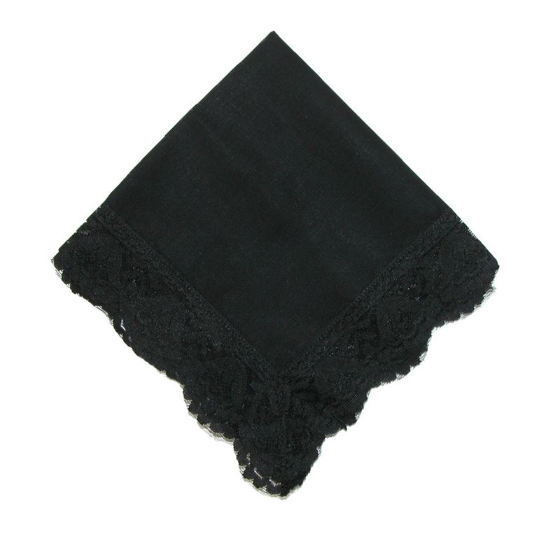CTM Women's Twilight Beauty Black Lace Handkerchief, 1 of 3