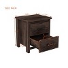 KTMBDW Vintage Nightstand Bedside Table, Wooden Nightstand for Bedroom, End Table with 2 Drawers, Large Storage Space - 4 of 4