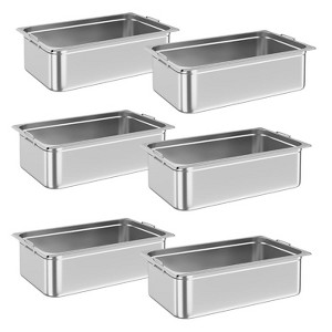 CuisinSmart 6 Pack Steam Table Pan, Stainless Steel Catering Pans, Commercial Anti-Jamming Hotel Pan with Handle, 2.5/4/6 Inch Deep - 1 of 4