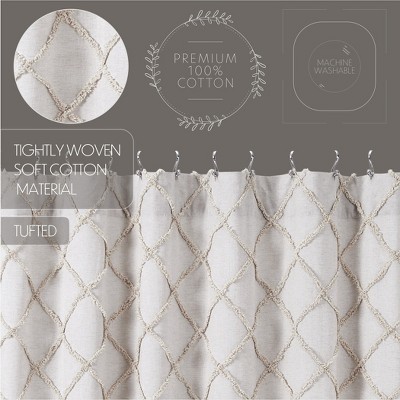 Frayed Lattice Oatmeal and White Cotton Shower Curtain 72x72
