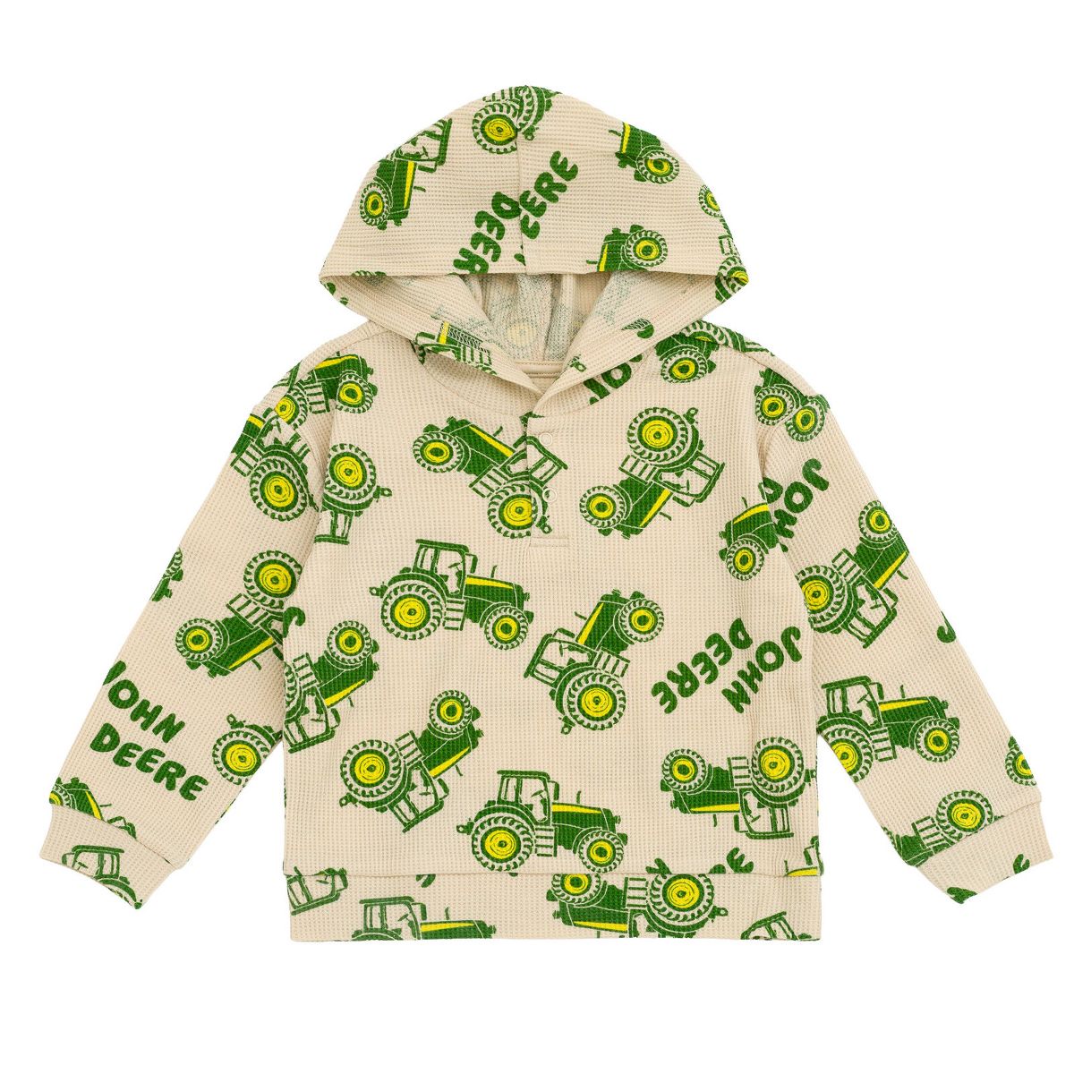 John Deere Tractor Waffle Knit Pullover Henley Hoodie and Jogger Pants Outfit Set Newborn to Infant - thumbnail 3
