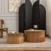 Okak Nesting Coffee Table Set of 2, Ribbed Cylinder End Tables, Vintage Farmhouse Style for Living Room Office Balcony Yard, Natural - 4 of 4