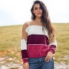 Women's Burgundy & Ivory Colorblock Long Sleeve Sweater - Cupshe - 2 of 4