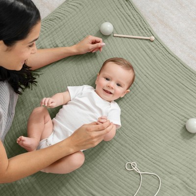 Sage Muslin Cotton Baby Blanket with 6-Layer Plush Softness