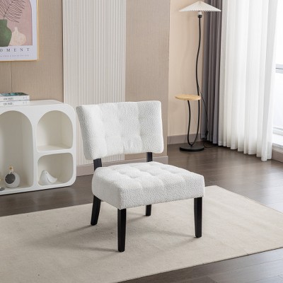 Anybear Tufted Accent Chair with Oversized Seating, White