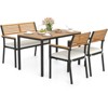 Costway 4 PCS Patio Furniture Set with Acacia Wood & Metal Frame Umbrella 1 table - 4 of 4