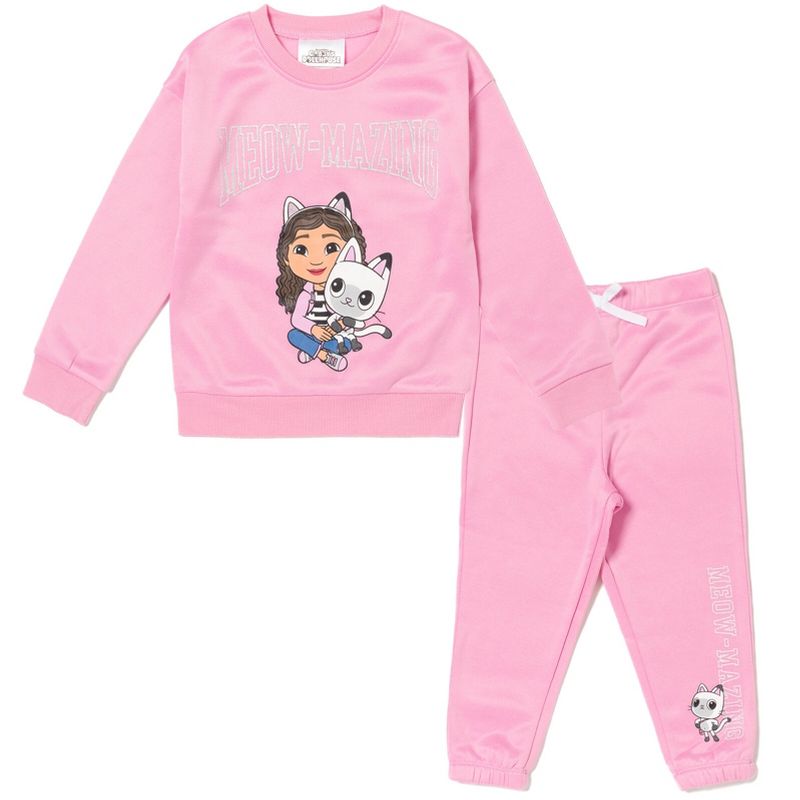 Dreamworks Gabby's Dollhouse Pandy Paws Girls Fleece Sweatshirt and Pants Set Little Kid to Big Kid, 1 of 8