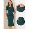 Allegra K Women's Business Square Neck Short Sleeve Peplum Blouse with Fishtail Bodycon Skirts 2-Pc-Set - 2 of 4