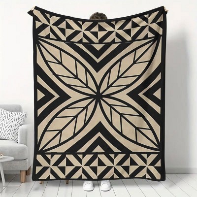 1 Fijian-style Blanket with Wooden Cutout Design, Featuring Polynesian and Samoan Patterns, Perfect for Home or Office Decor, Christmas Gift.
