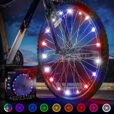 Activ Life Bike Wheel Lights (1 Tire, Patriotic) Top Basket Stuffers for Kids Girls Boys Teen Gifts; Best Spring Break Essentials