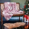 Lomsoe Pink Christmas Gifts Holly Deer Tree Print Flannel Blanket - All Seasons Soft and Warm Throw Blanket for Napping, Camping, Travel, Office - 2 of 4