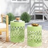 VisioGear Patio End Tables, 2-pcs Patio End Tables, Indoor Outdoor Nesting End Carved Trellis Design Side Table, Green, 13.75"*13.75"*18" - 4 of 4
