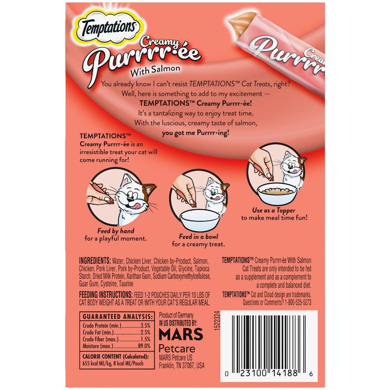 Temptations Creamy Puree with Salmon Lickable Squeezable Adult Cat Treats, 3 of 17