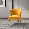 Simon Accent Chair Living Room Armless Chair Wooden Upholstery Side Chair with Metal Base |Karat Home - 2 of 4