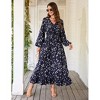 Casual V Neck Boho Floral Print Wedding Guest Maxi Dresses for Women Bohemian Flowy Maxi Dress - 2 of 4