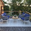 VYNXARIA 4-Piece Patio Furniture Set, Outdoor Furniture with Acacia Wood Table, Patio Conversation Set for Backyard Porch Balcony, Navy Blue - 2 of 4