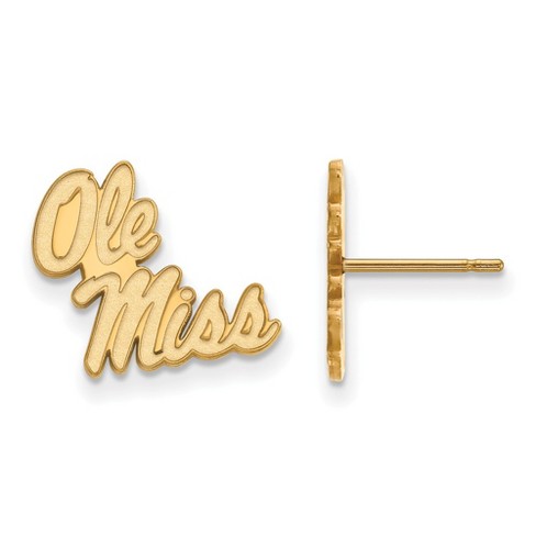 Black Bow Jewelry 14k Yellow Gold Plated Sterling Silver Mississippi Rebels NCAA Post Earring - image 1 of 3