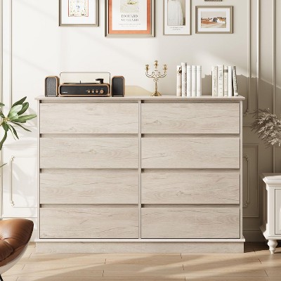 8 Drawer Dresser for Bedroom, Wide Wooden Chest of Drawers with Wide Top