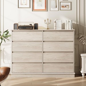 8 Drawer Dresser for Bedroom, Wide Wooden Chest of Drawers with Wide Top - 1 of 4