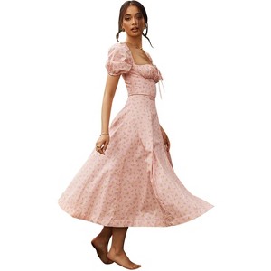 ruched bust a line dress Berrylush Women Maroon Floral Printed Mock Neck A-Line Maxi Dress main image 1
