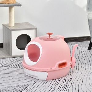 PawHut Covered Litter Box, Litter Box with a Lid, Scoop Enclosed Drawer & Skylight for Cats That's Easy to Clean, Pink - 1 of 4