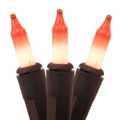 J. Hofert Co 100 Orange Mini Halloween Lights - 17.5 ft Black Wire