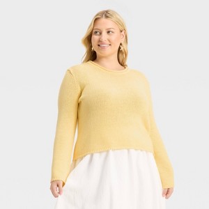 Women's Shrunken Crewneck Pullover Sweater - A New Day™ - 1 of 3