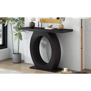 CAVINAS Console Table with Egg-Shaped Base,Stylish Entryway Table,Modern Couch Table for Living Room,Black - 1 of 4