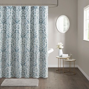 PAGED 72x72 Inch Polyester Jacquard Shower Curtain with 12 Button Holes,Shower Curtains for Bathroom - 1 of 4