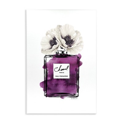 Stupell Industries Glam Perfume Purple Watercolor Effect Flower Blossom Wall Plaque Art