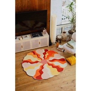 Lany Space Maggie Stephenson Unique Shaped Sundial Orange Rug - 1 of 4