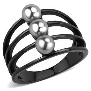 Slickblue Gray Pearl Stackable Ring, IP Black Ion Plated Stainless Steel, Women’s Fashion Jewelry, Sizes 5-10 - 1 of 4