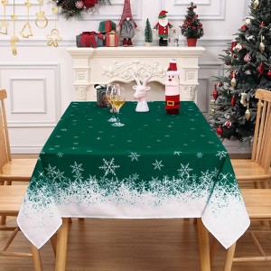Classic Winter Snowflake Christmas Tablecloth,Winter Holiday Snowflake Print Xmas Easy Care Table Cloth Decoration Table Cover - 1 of 4