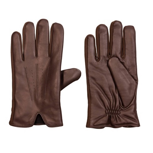 Isotoner Men's Stretch Leather Gloves - Dark Brown - image 1 of 3