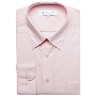 Marquis Men's Pink Long Sleeve Regular Fit Point Collar Dress Shirt 16. ...