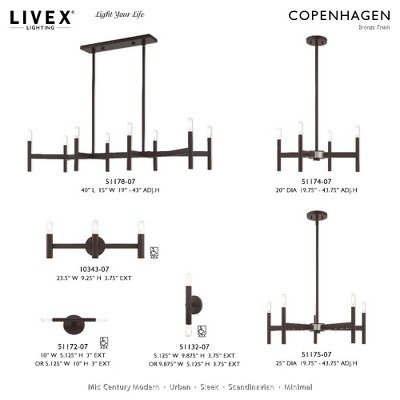 Bronze 5-Light Mid-Century Modern Chandelier