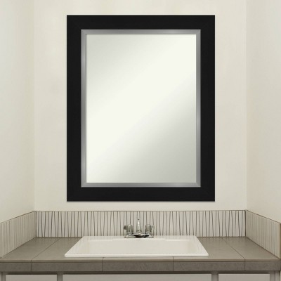 Eva Black Silver Rectangular Bathroom Vanity Wall Mirror - 36" x 30.34"