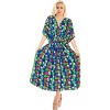 LA LEELA Women's House Daily Routine Evening Wear Vacation Holiday Casual Loungewear Loose Caftan Slit Dress Maxi House Sleep Shirt 2X-3X Blue, Floral - 3 of 4