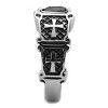 Slickblue Men’s Silver Ring with Cross Detail, Jet Black Center Stone, Oblong Cut, Stainless Steel, 8–13 - 4 of 4