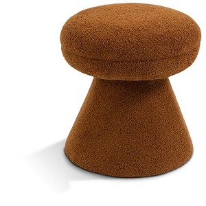 Meridian Furniture,Drum Faux Shearling Teddy Fabric Ottoman/Stool - 1 of 4