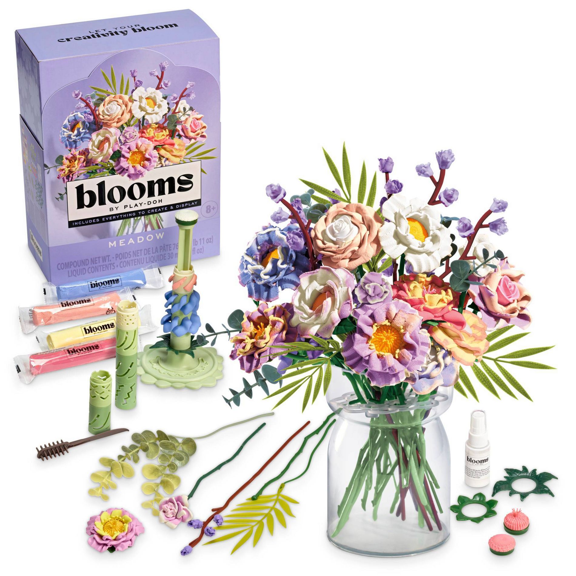 Blooms by Play-Doh Meadow Flower Bouquet Arts and Crafts Kit for Adults DIY Home and Desk Decor Gifting