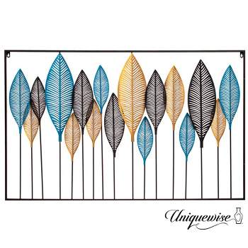 Uniquewise Multicolor Leaf Artistry Metal Wall Décor for Entryway, Dining Room, Kitchen, Office, Bedroom and Hallway