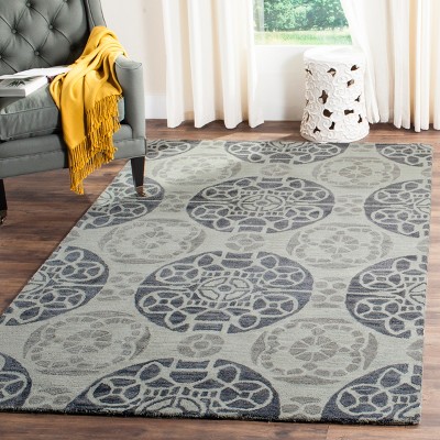 Elysian Silver-Blue Hand-Tufted Wool Rectangular Rug