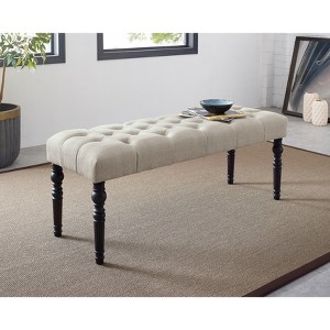 Okak Elegant Tufted Button Ottoman Bench with Wooden Turned Legs,Upholstered Shoe Bench Dining Bench for Living Room,Entryway - 1 of 4