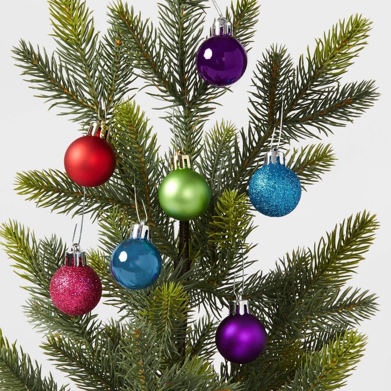 25ct Christmas Ornament Set Purple, Blue, Pink, Green, and Red - Wondershop&#8482;, 3 of 5
