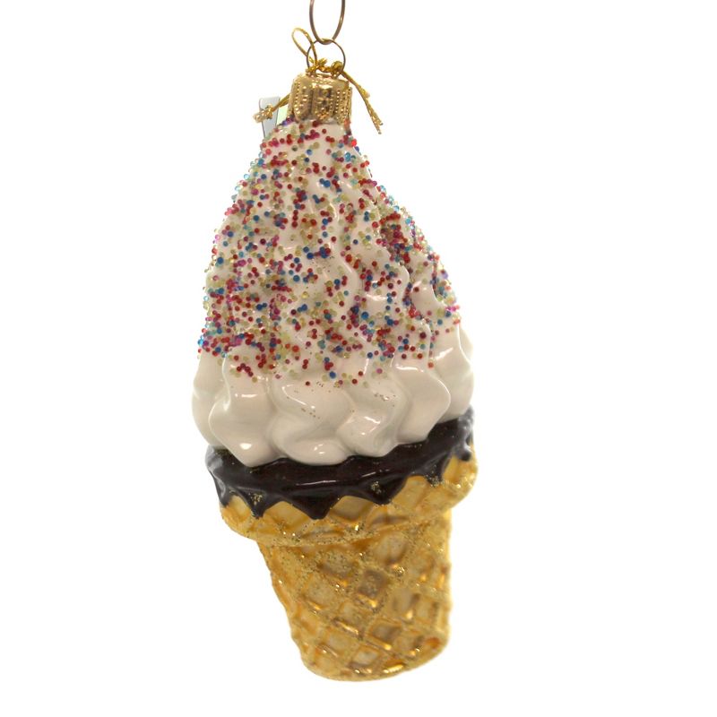 5.0 Inch Ice Cream Cone With Sprinkles Soft Serve Vanilla Sprinkles Tree Ornaments, 1 of 3