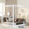 Quuen Size Bed Frame, Modern Wooden Canopy Bed Frame with Low Base Support Legs, King Size Canopy Bed for Kids Teens, No Box Spring Needed White - 2 of 4